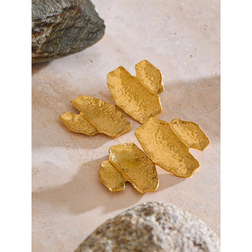 Isalene  Earrings Gold / One Size Sola Hammered Sculptural Drop Earrings
