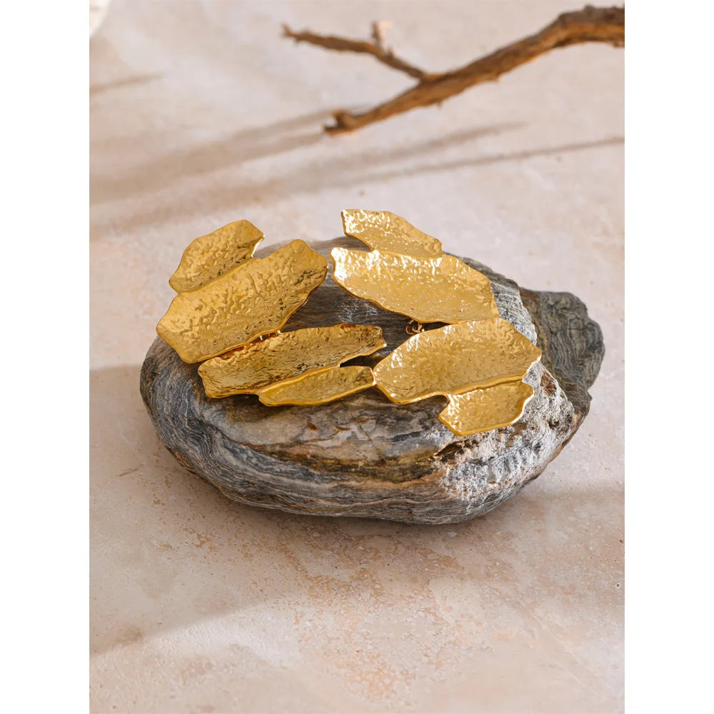 Isalene  Earrings Gold / One Size Sola Hammered Sculptural Drop Earrings