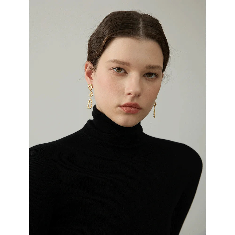 Isalene  Earrings Gold Organic Drop Statement Earrings