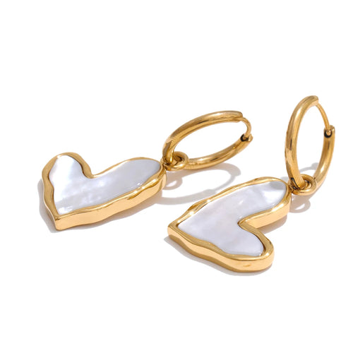 Isalene  Earrings Gold Organic Heart Hoop Earrings