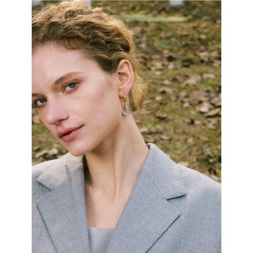 Isalene  Earrings Gold Organic Heart Hoop Earrings