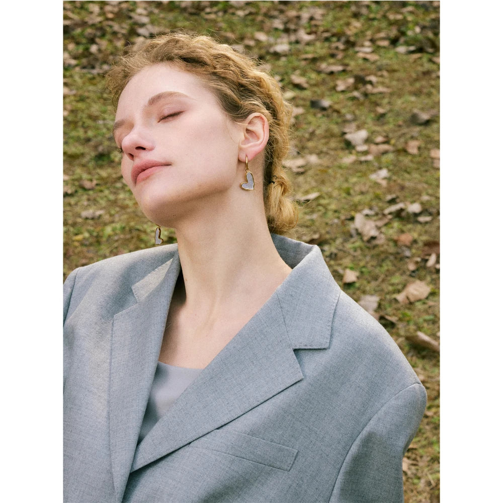 Isalene  Earrings Gold Organic Heart Hoop Earrings