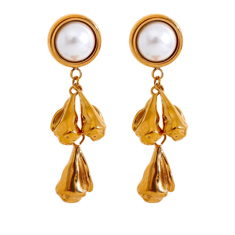 Isalene  Earrings Gold / Pearl Aurelia Pearl Drop Earrings