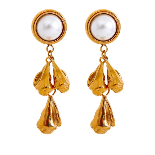 Isalene  Earrings Gold / Pearl Aurelia Pearl Drop Earrings
