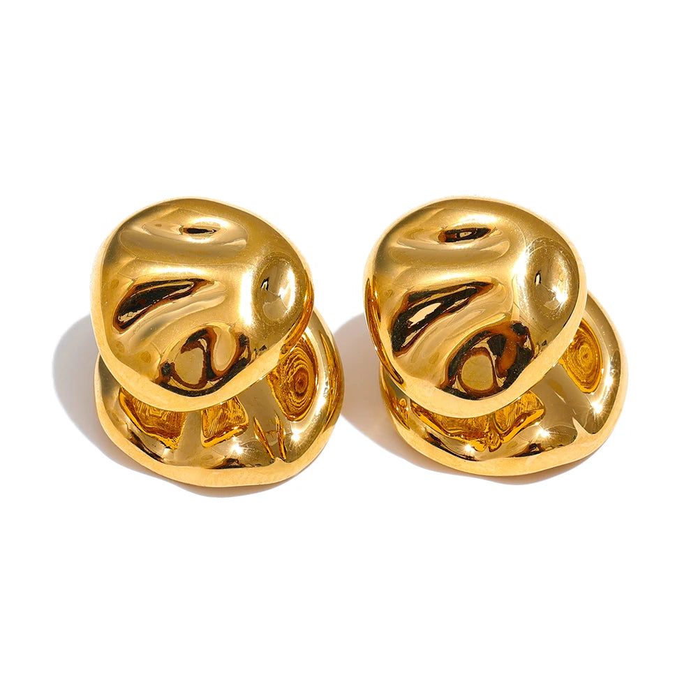 Isalene  Earrings Gold Pebble Duo Earrings