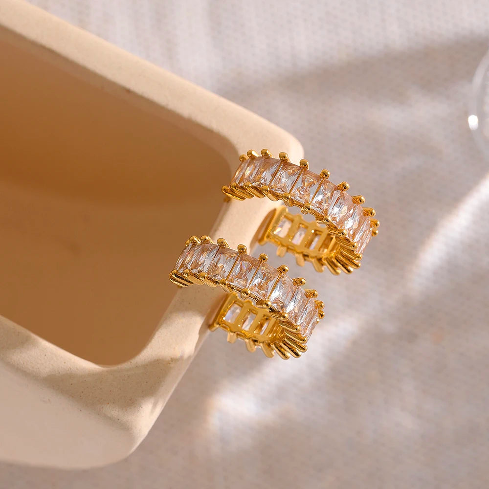Isalene  Earrings Gold Radiance Baguette Hoop Earrings