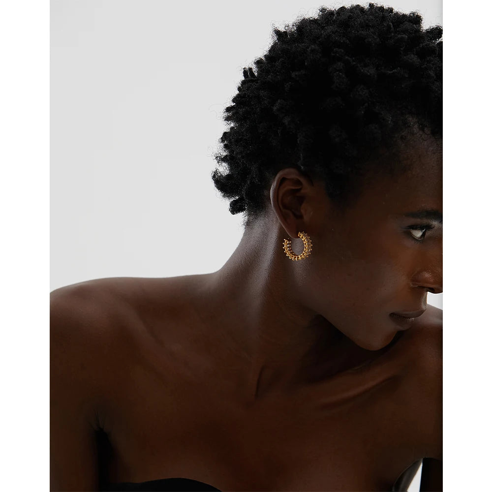 Isalene  Earrings Gold Radiance Baguette Hoop Earrings