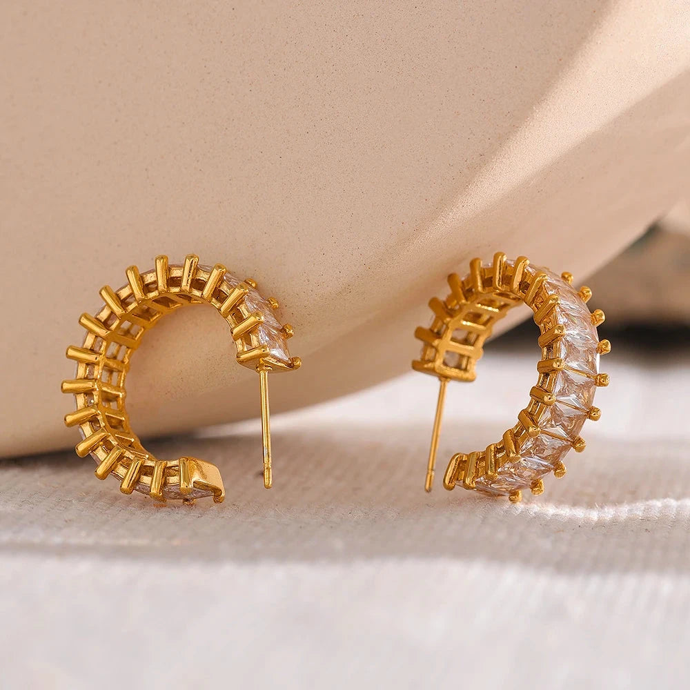 Isalene  Earrings Gold Radiance Baguette Hoop Earrings