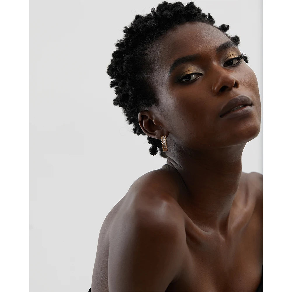 Isalene  Earrings Gold Radiance Baguette Hoop Earrings
