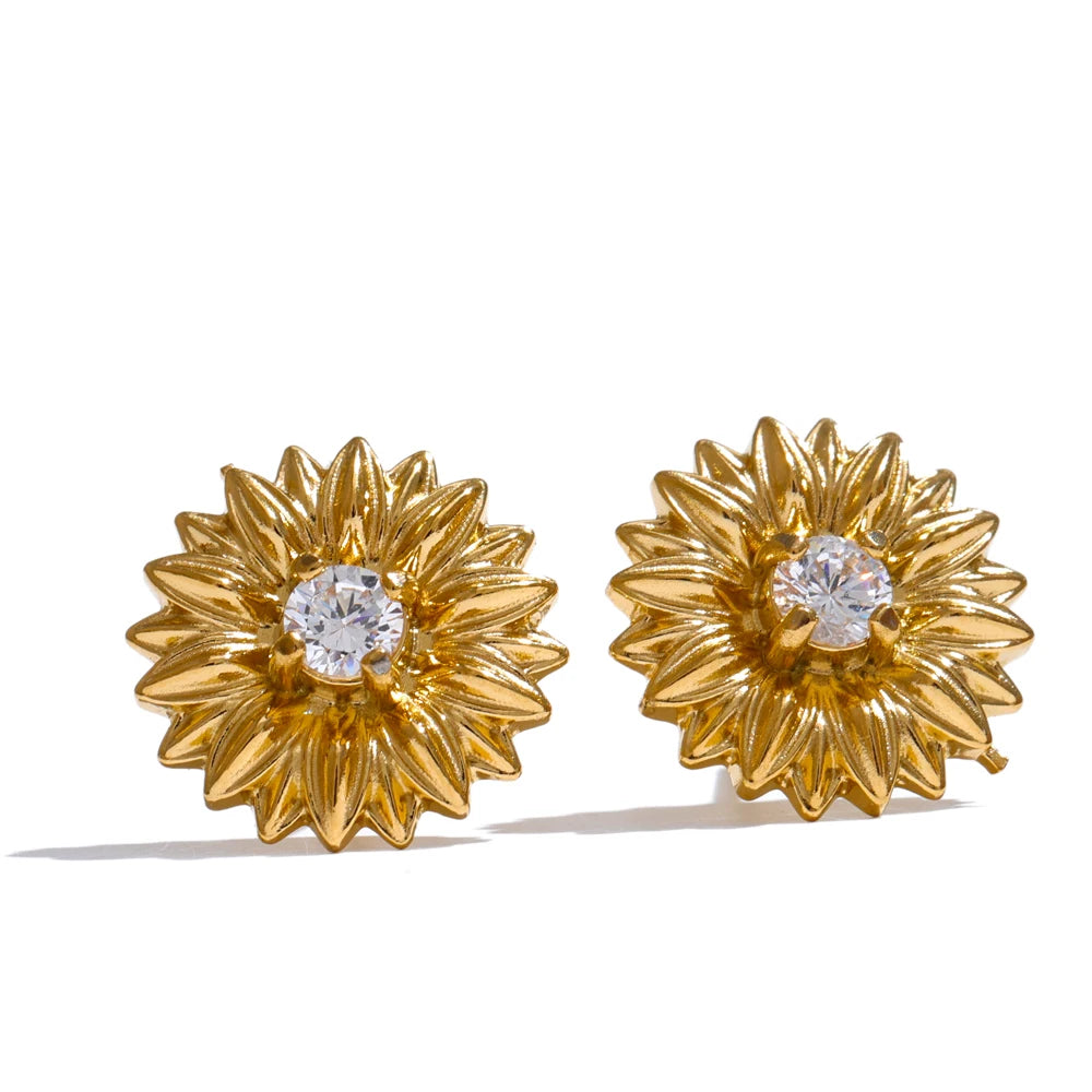 Isalene  Earrings Gold Radiant Bloom Stud Earrings