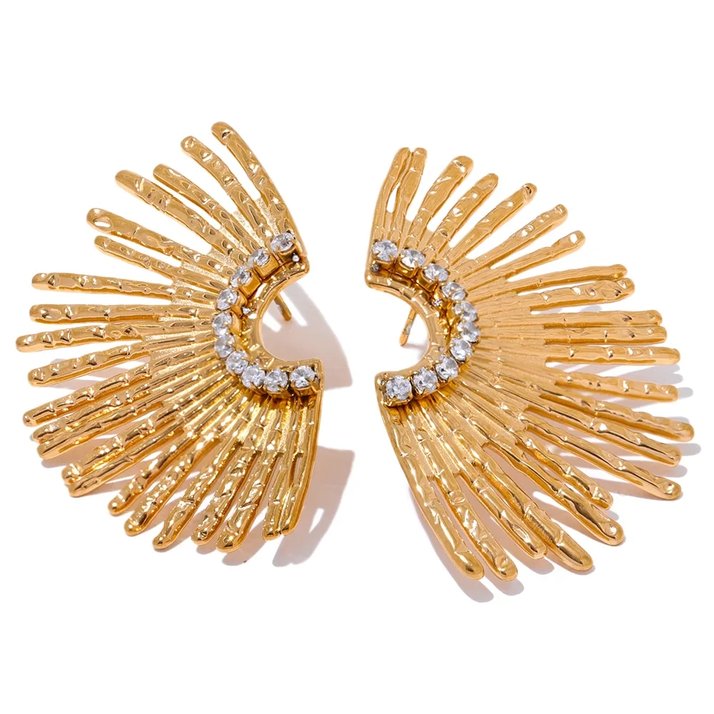 Isalene  Earrings Gold Radiant Fanburst Statement Earrings