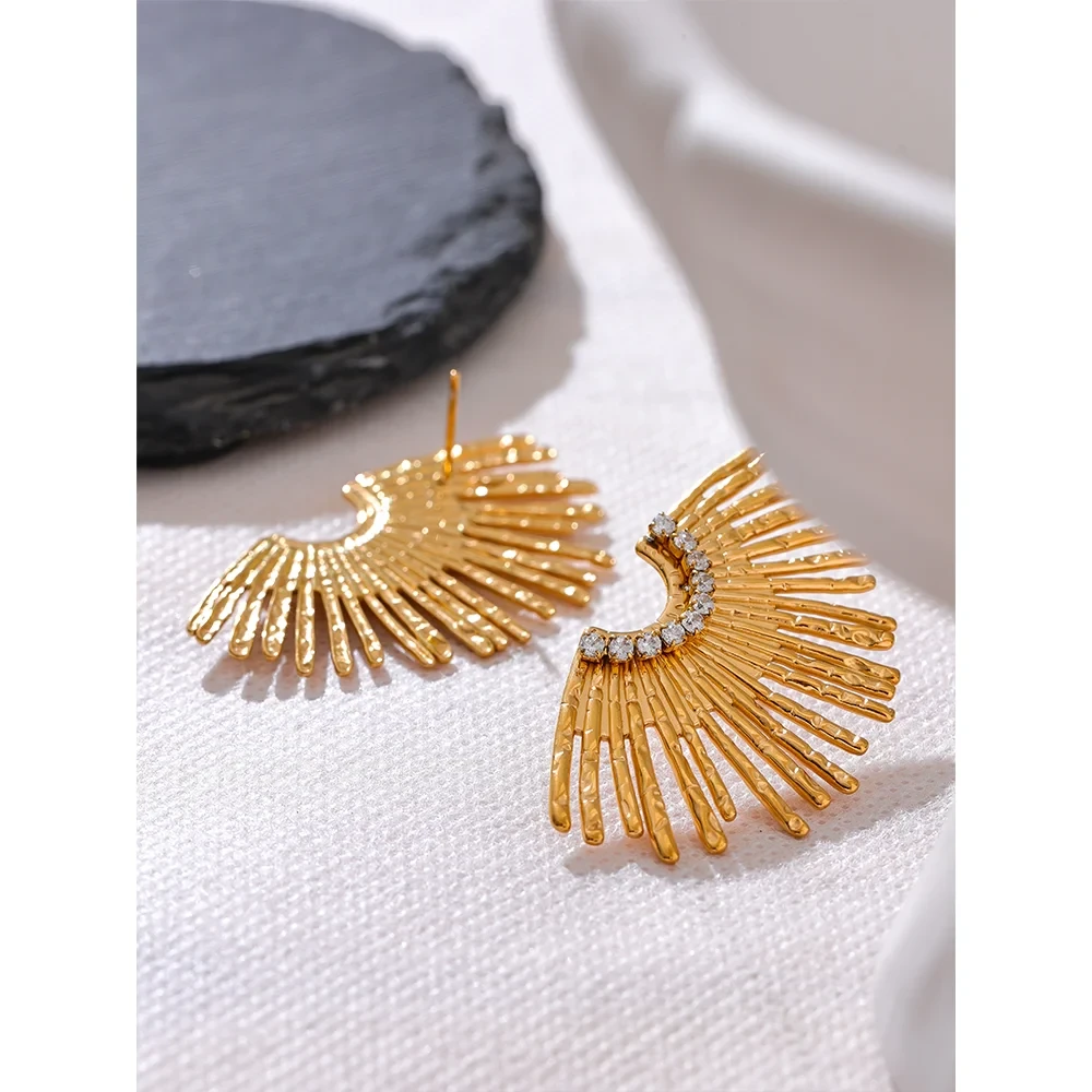 Isalene  Earrings Gold Radiant Fanburst Statement Earrings