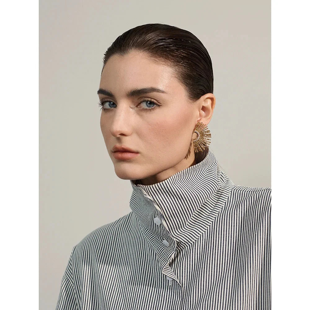 Isalene  Earrings Gold Radiant Fanburst Statement Earrings