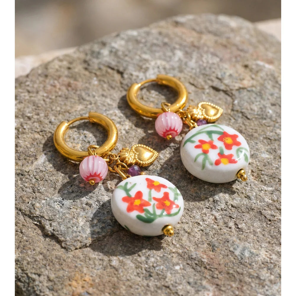 Isalene  Earrings Gold Rosalie Garden Charm Earrings