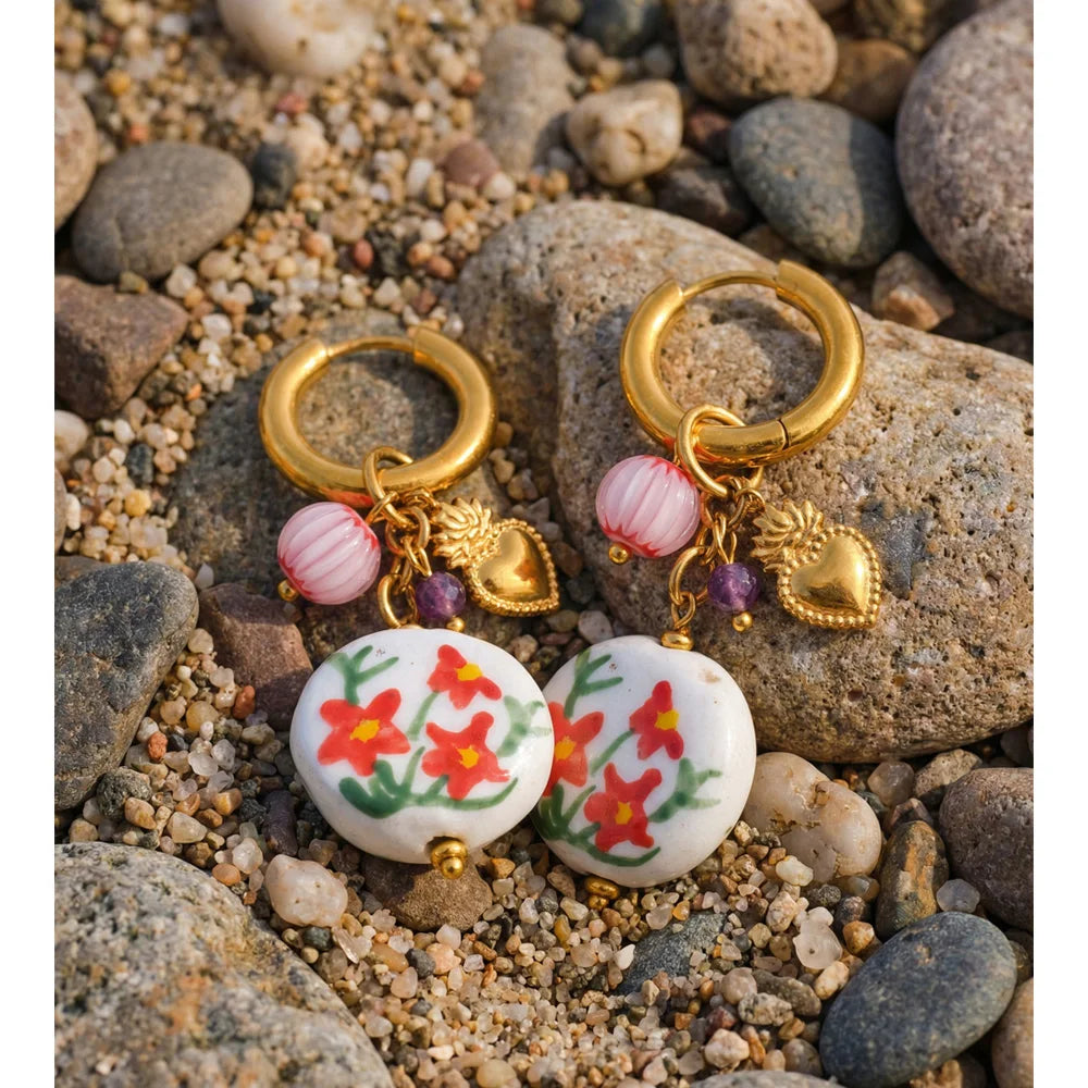 Isalene  Earrings Gold Rosalie Garden Charm Earrings