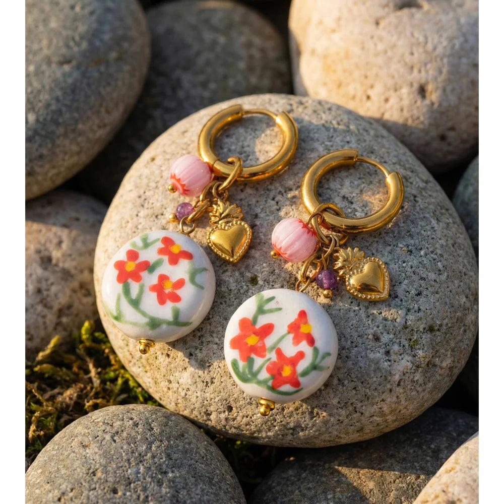 Isalene  Earrings Gold Rosalie Garden Charm Earrings