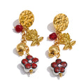 Isalene  Earrings Gold Rose Garden Charm Earrings