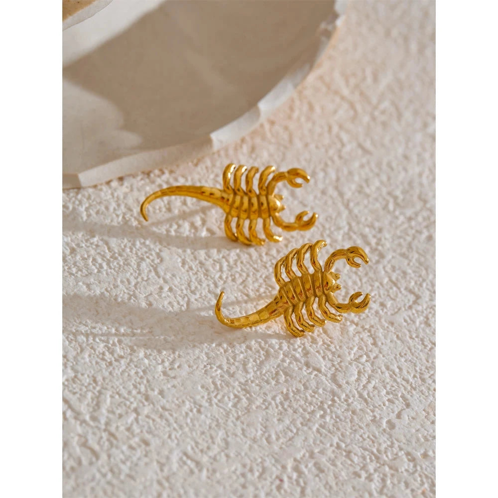 Isalene  Earrings Gold Scorpion Statement Earrings