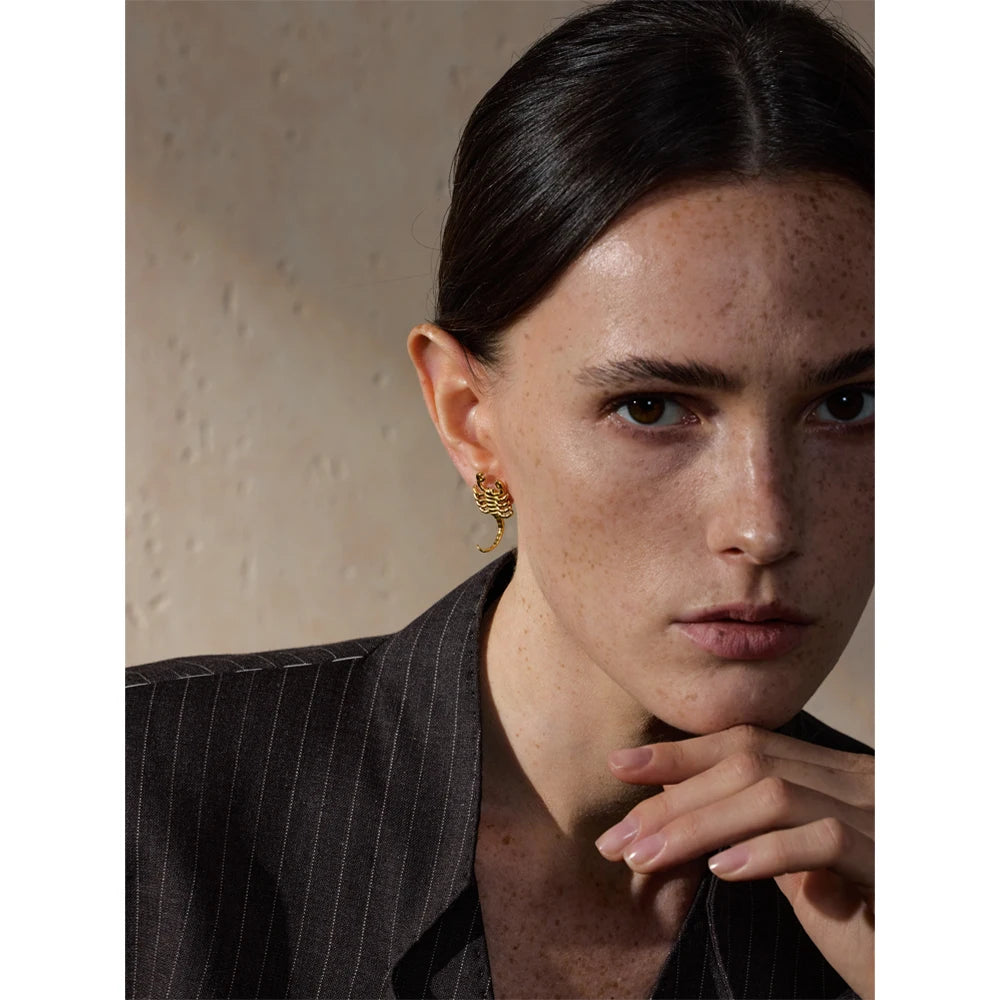 Isalene  Earrings Gold Scorpion Statement Earrings