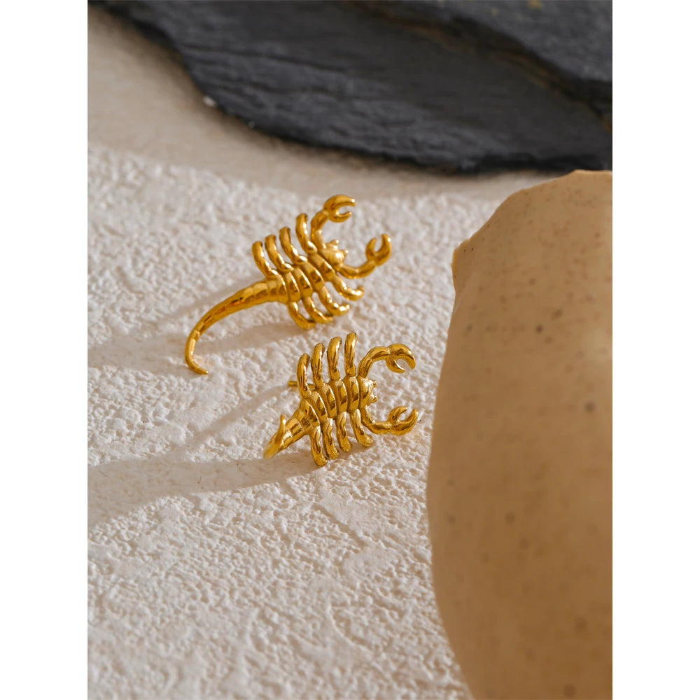 Isalene  Earrings Gold Scorpion Statement Earrings