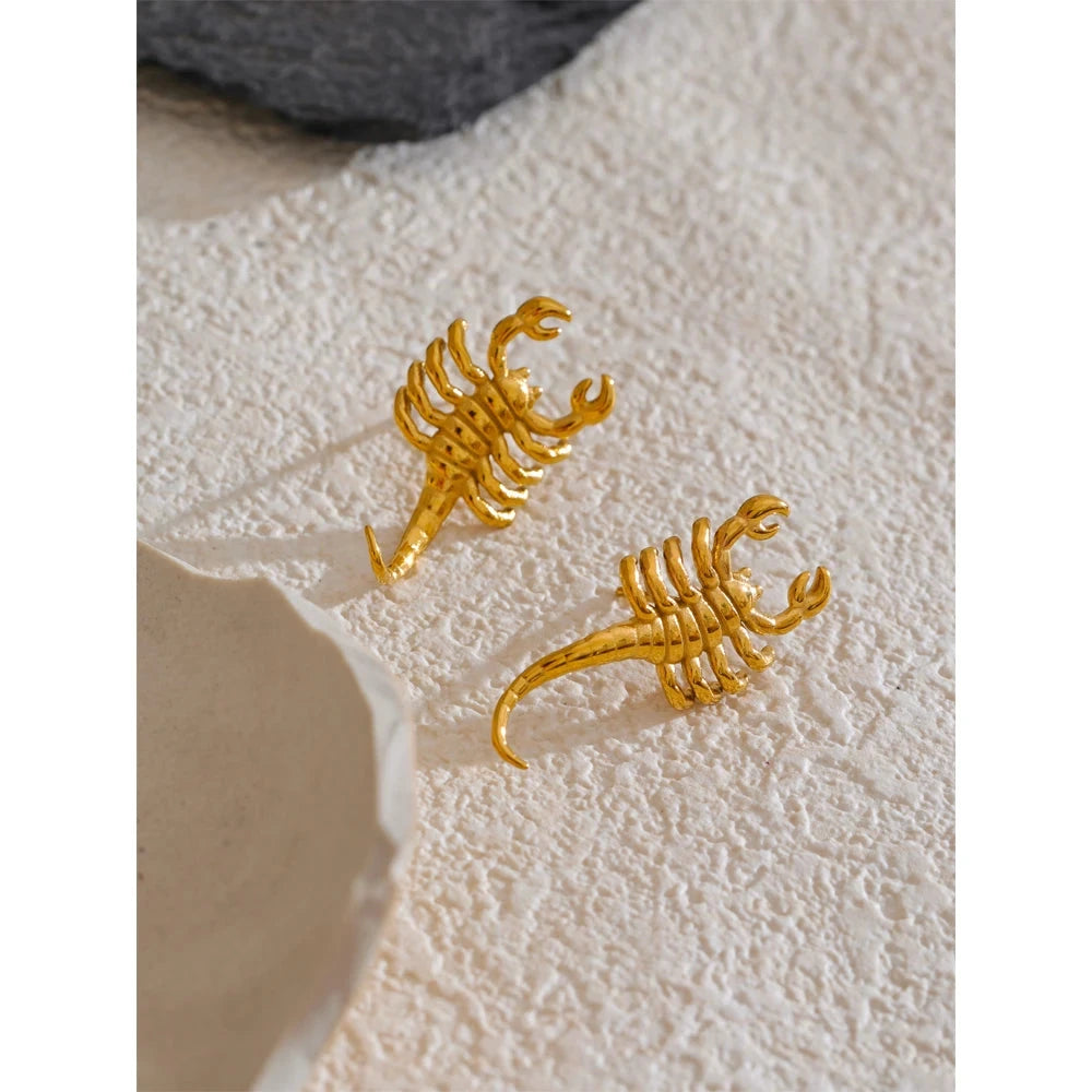 Isalene  Earrings Gold Scorpion Statement Earrings