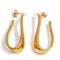 Isalene  Earrings Gold Sculpted Arc Hoop Earrings