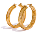 Isalene  Earrings Gold Sculpted Curve Hoop Earrings