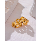 Isalene  Earrings Gold Sculpted Link Hoop Earrings