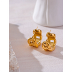 Isalene  Earrings Gold Sculpted Link Hoop Earrings