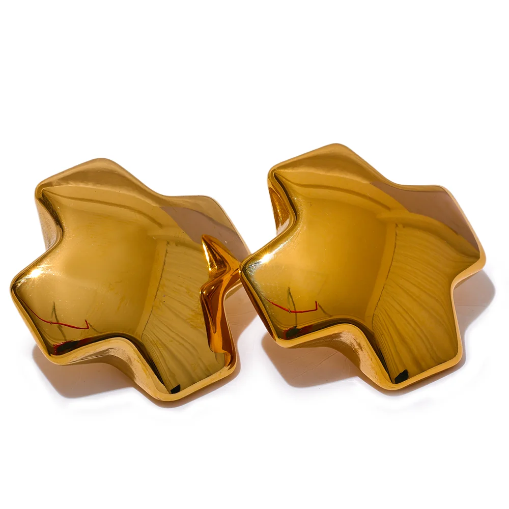 Isalene  Earrings Gold Sculpted Star Stud Earrings