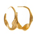 Isalene  Earrings Gold Sculpted Wave Hoop Earrings