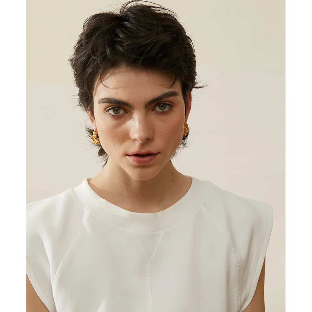 Isalene  Earrings Gold Solana Sculpted Hoop Earrings