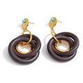 Isalene  Earrings Gold Solara Wood Drop Earrings