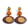 Isalene  Earrings Gold Soleil Amber Wood Earrings
