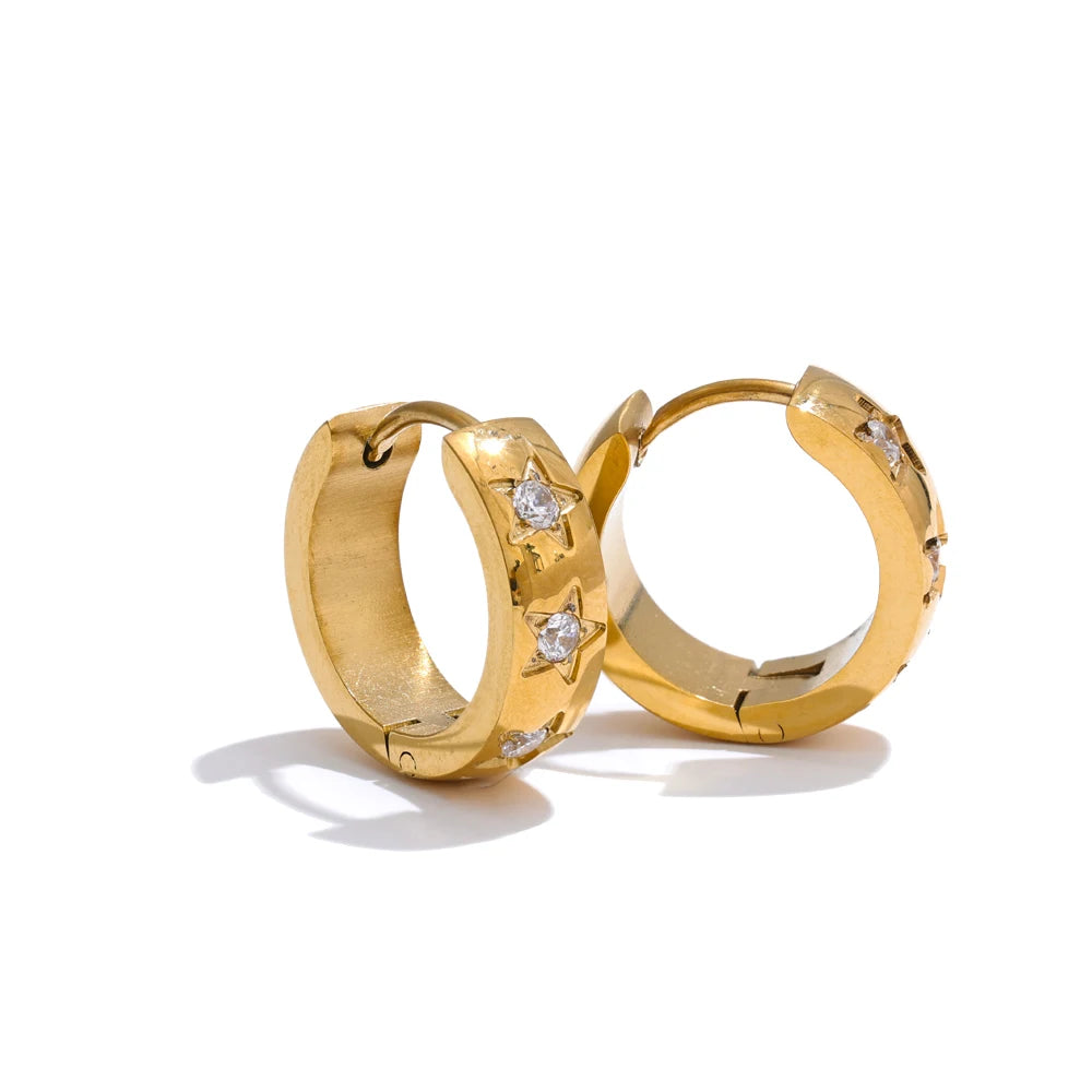 Isalene  Earrings Gold Stella Star Huggie Earrings