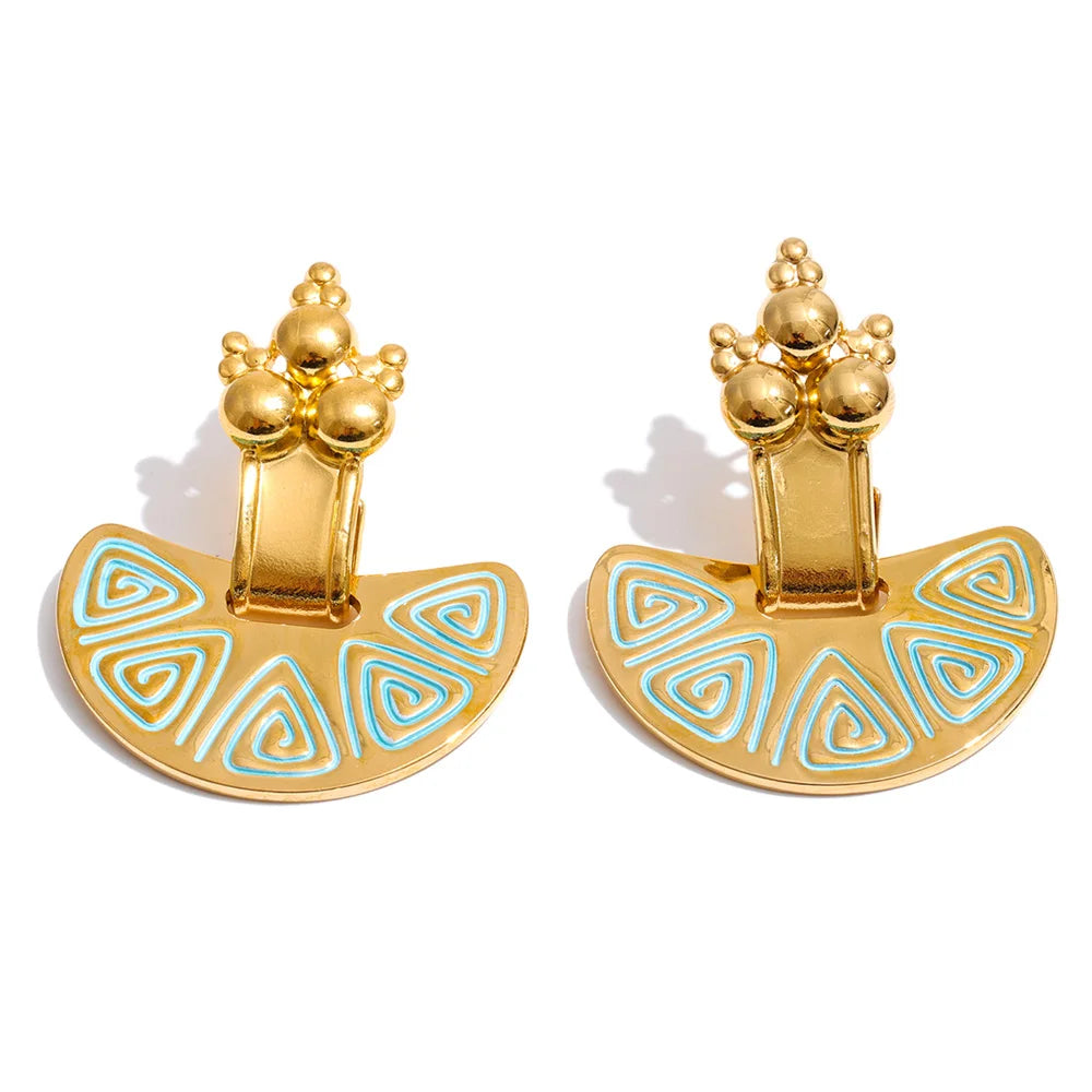 Isalene  Earrings Gold Turquoise Sunburst Statement Earrings