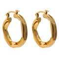 Isalene  Earrings Gold Twisted Curve Hoop Earrings
