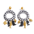 Isalene  Earrings Gold Valencia Gingham Charm Hoop Earrings