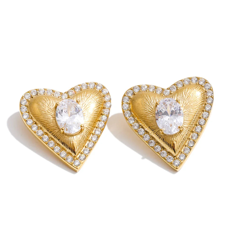 Isalene  Earrings Gold Valentina Heart Stud Earrings