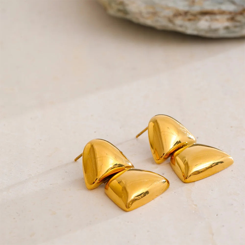 Isalene  Earrings Gold Valentina Sculpted Duo Earrings