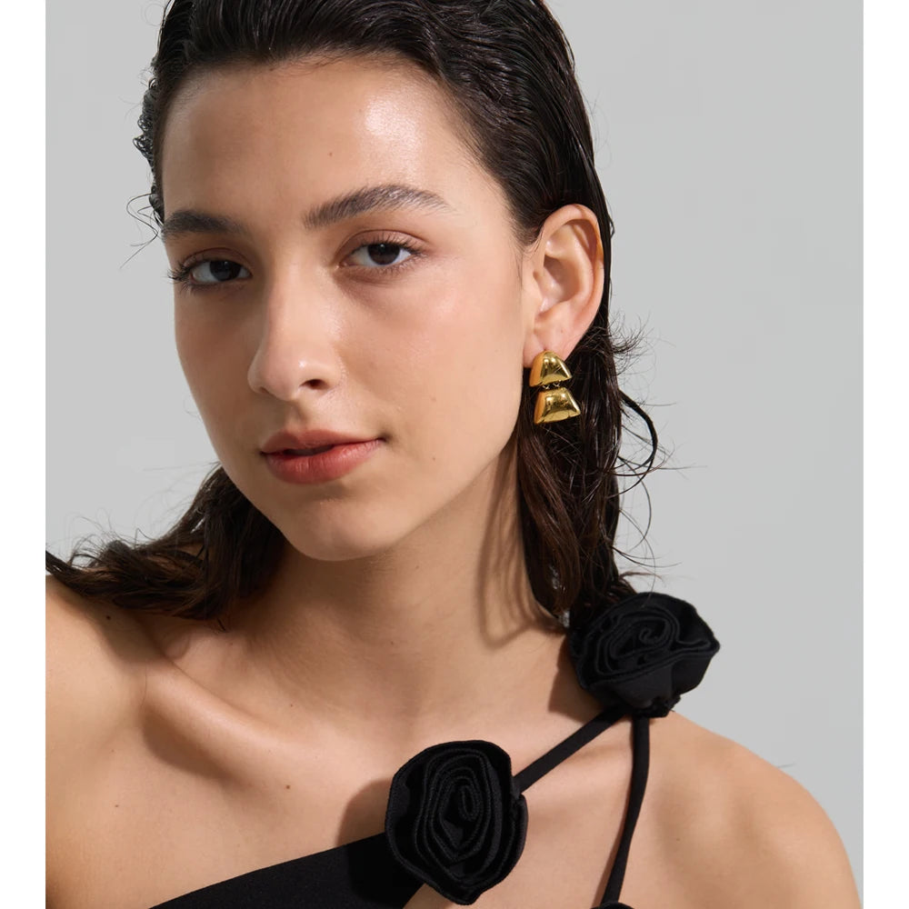 Isalene  Earrings Gold Valentina Sculpted Duo Earrings