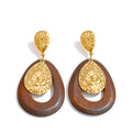 Isalene  Earrings Gold Verona Floral Wood Earrings