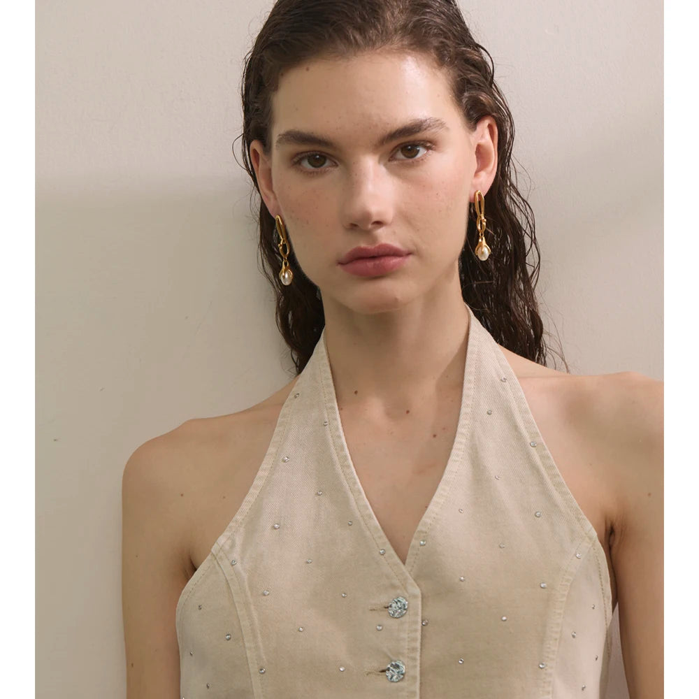 Isalene  Earrings Gold Vivienne Pearl Earrings