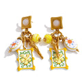 Isalene  Earrings Gold & Yellow Mediterranean Charm Drop Earrings