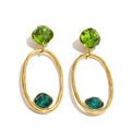 Isalene  Earrings Green Gem Loop Drop Earrings