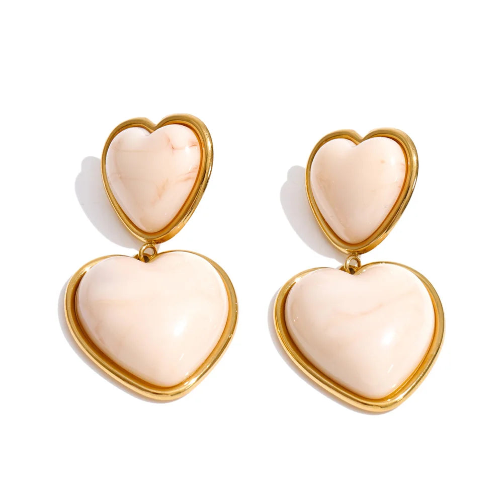 Isalene  Earrings Ivory Capri Heart Drop Earrings