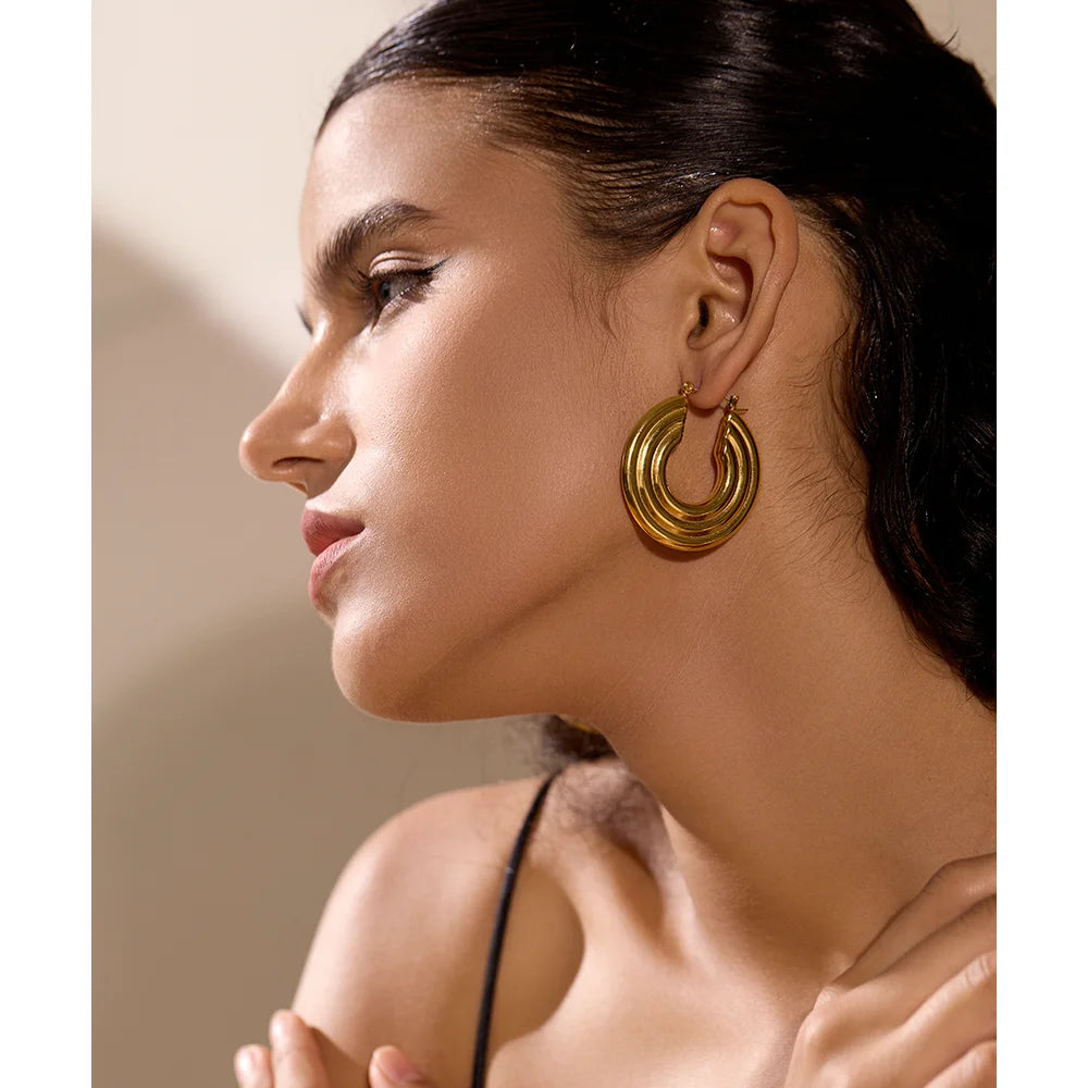 Isalene  Earrings Layered Curve Hoop Earrings