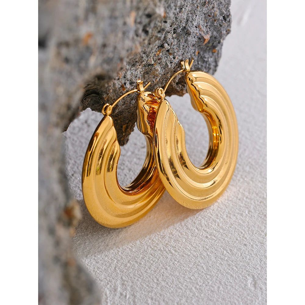 Isalene  Earrings Layered Curve Hoop Earrings