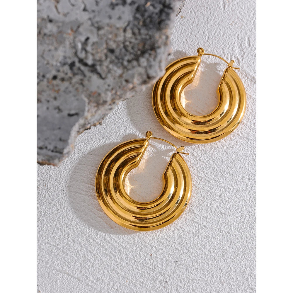 Isalene  Earrings Layered Curve Hoop Earrings