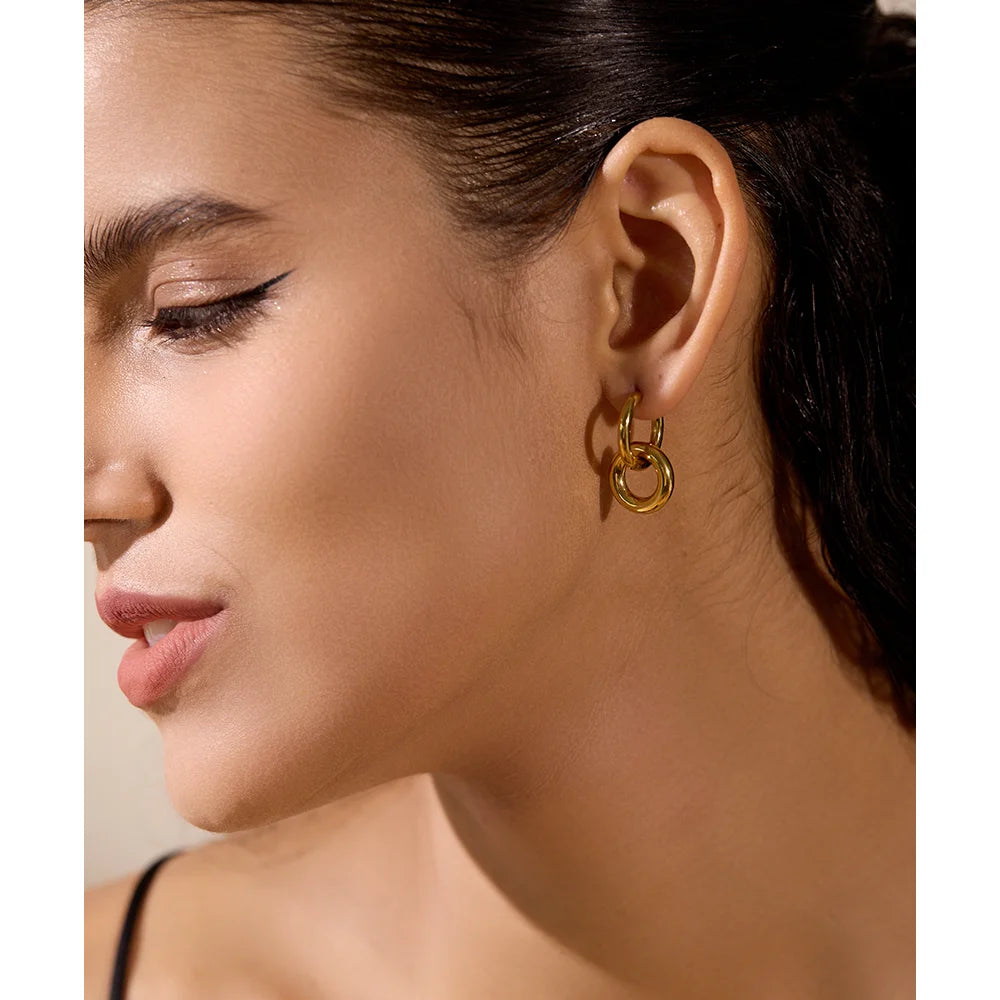 Isalene  Earrings Linked Duo Hoop Earrings
